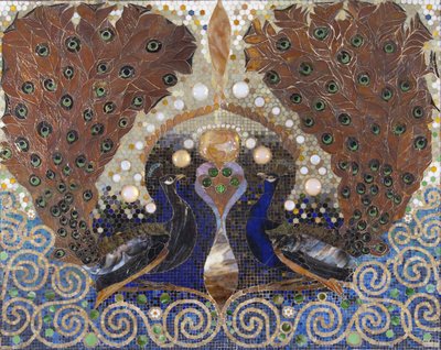 Pauwmozaïek uit de entreehal van het Henry O. Havemeyer huis, New York door Louis Comfort Tiffany